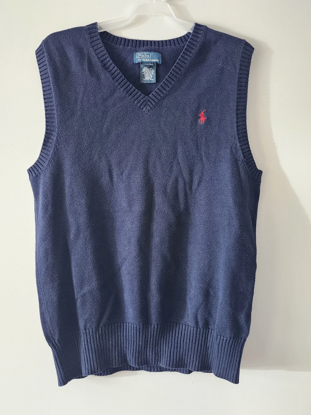 Polo by Ralph Lauren Kids Sweater Vest Boy Sz M (10-12) Blue V-Neck Pima Cotton